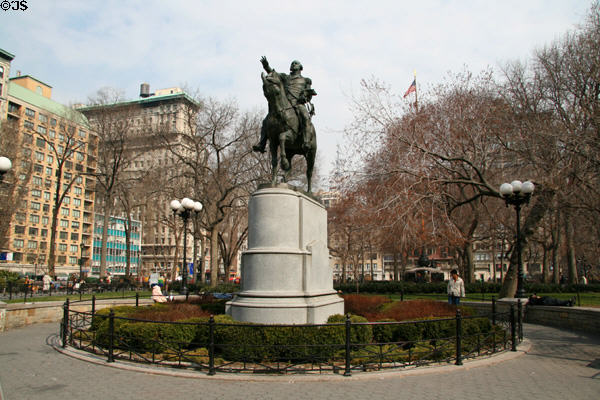 George Washington equestrian statue (1856) by Henry Kirke Brown & pedestal by Richard Upjohn in Union Square. New York, NY.
