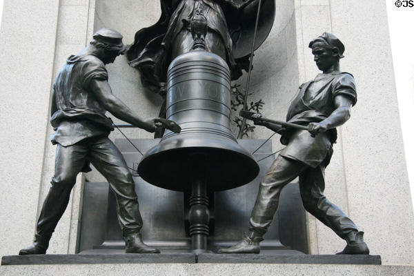 Bell ringers, by Antoine Jean Carles, once on New York Herald news building (1895-1929) now in Herald Square. New York, NY.