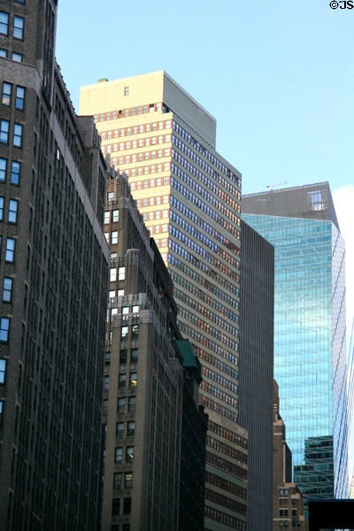 Streetscape of Broadway north from Herald Square with Johnson (1914), Lefcourt State (1928), 1407 Broadway (1950) & Times Square Towers (2004). New York, NY.