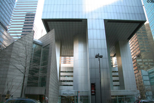 Citigroup Center on stilts above its plaza & St. Peter's Church. New York, NY.