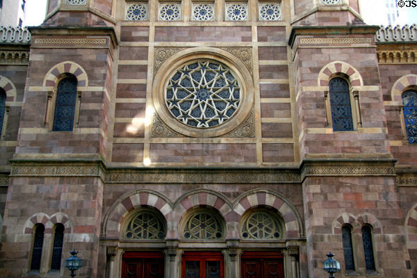 Front facade Moorish details of Central Synagogue. New York, NY.