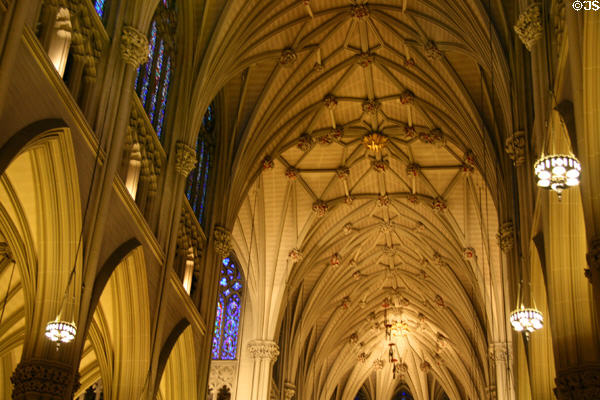 Gothic ceiling of St. Patrick's Cathedral. New York, NY.