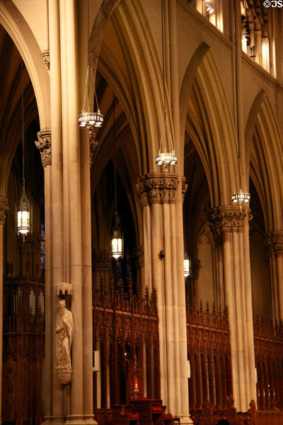 Gothic columns of St. Patrick's Cathedral. New York, NY.