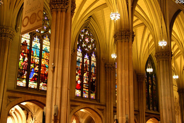 Stained glass windows of St. Patrick's Cathedral. New York, NY.