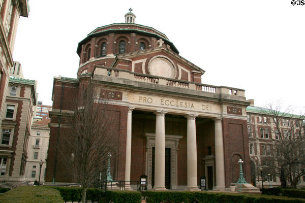 St Paul's Chapel (1907) at Columbia University. New York, NY. Style: Northern Italian Renaissance. Architect: I.N. Phelps Stokes of Howells & Stokes.