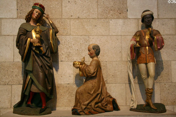 Sculpted Three Kings of Magi (1489) from Baden-Württemberg, Germany at The Cloisters. New York, NY.