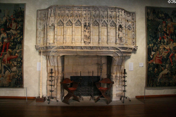 Fireplace (late 15th or early 16thC) from Normandy, France at The Cloisters. New York, NY.