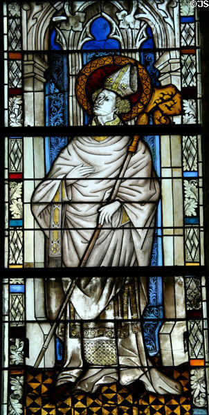 St Lambert stained glass (c1440) from the church at Boppard-am-Rhein at The Cloisters. New York, NY.