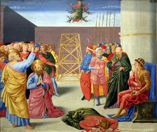St Peter & Simon Magus tempera painting (2nd half 15thC) by Benozzo Gozzoli at Metropolitan Museum of Art. New York, NY.