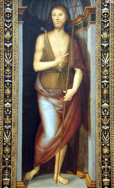 St John the Baptist painting (c1505) by Perugino at Metropolitan Museum of Art. New York, NY.