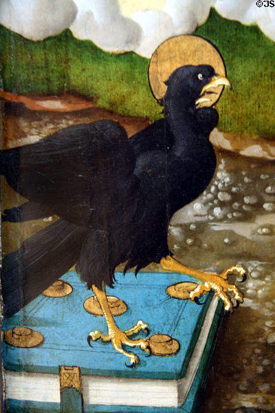 Detail of eagle of St John the Evangelist on painting (c1510) by Hans Baldung Grien at Metropolitan Museum of Art. New York, NY.