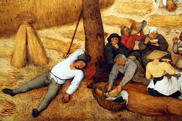 Detail of The Harvesters painting (c1565) by Pieter Brueghel the Elder at Metropolitan Museum of Art. New York, NY.
