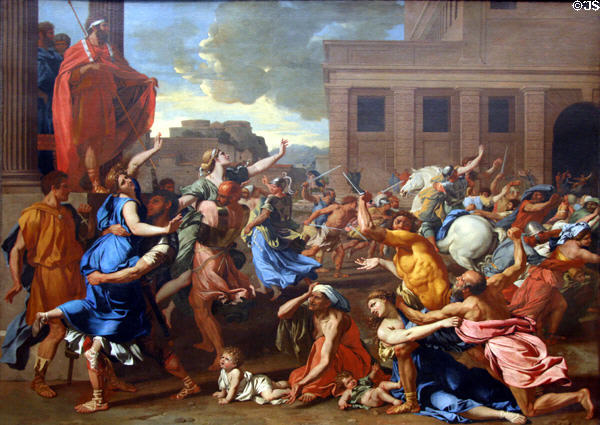 Abduction of the Sabine Women painting (c1633) by Nicolas Poussin at Metropolitan Museum of Art. New York, NY.