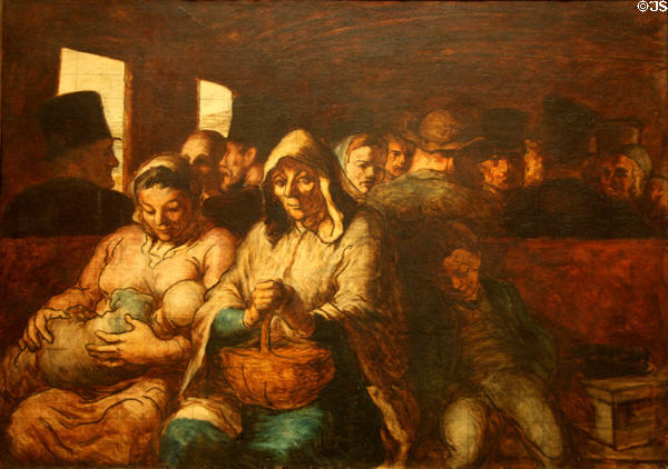 Third-Class Carriage unfinished painting (1862-4) by Honoré Daumier at Metropolitan Museum of Art. New York, NY.