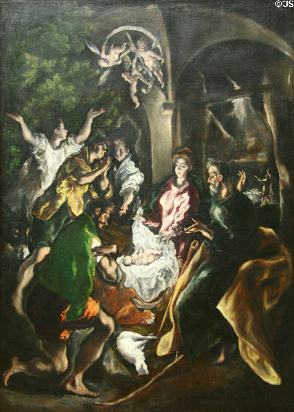 Adoration of the Shepherds painting (c1610) by El Greco at Metropolitan Museum of Art. New York, NY.