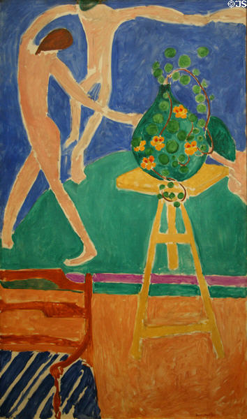 Nasturtiums with painting Dance (1912) by Henri Matisse at Metropolitan Museum of Art. New York, NY.