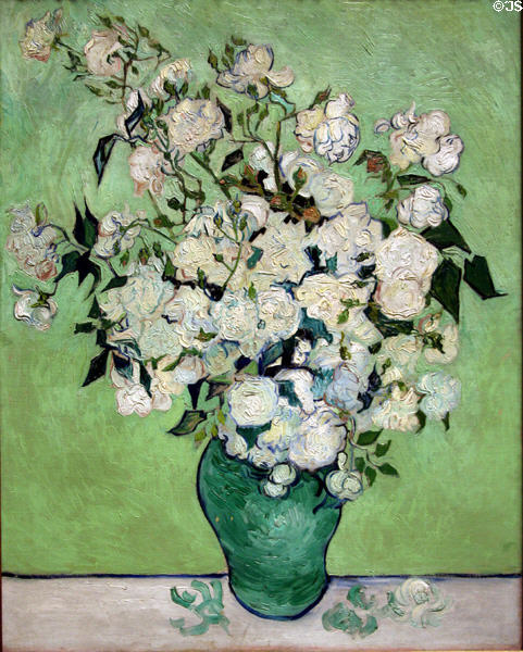 Vase of Roses (1890) by Vincent van Gogh at Metropolitan Museum of Art. New York, NY.