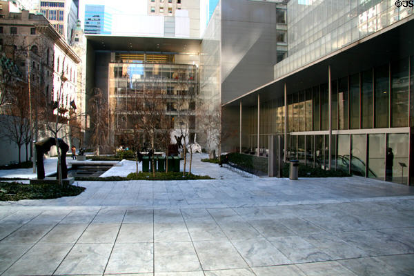 Sculpture garden of Museum of Modern Art with MoMA buildings. New York, NY.
