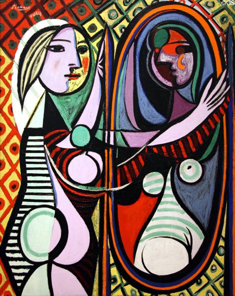 Girl before a Mirror (1932) painting by Pablo Picasso at MoMA. New York, NY.