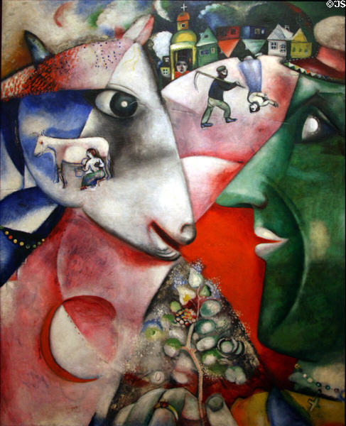 I & the Village (1911) painting by Marc Chagall at MoMA. New York, NY.