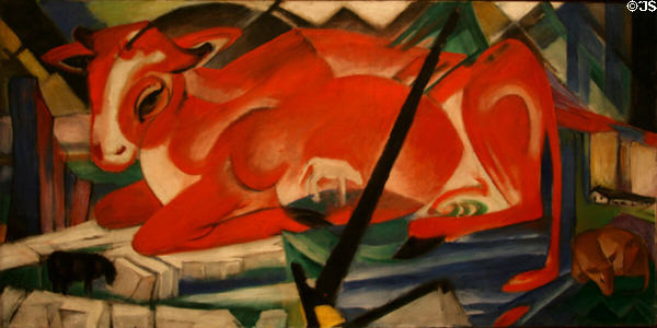 The World Cow (1913) painting by Franz Marc at MoMA. New York, NY.
