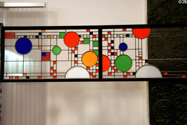 Colored glass window (1912) from Avery Coonley Playhouse, Riverside, IL by Frank Lloyd Wright at MoMA. New York, NY.