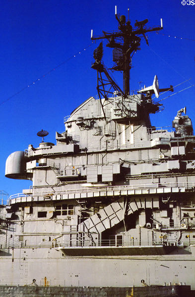 Superstructure of Intrepid aircraft carrier. New York, NY.