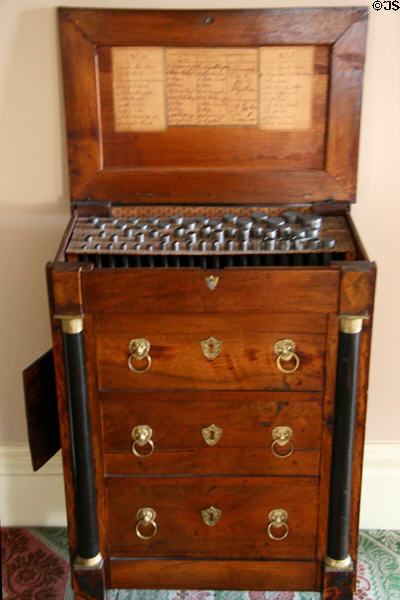 Barrel organ (c1820) from France in parlor of Mount Vernon Hotel Museum. New York, NY.
