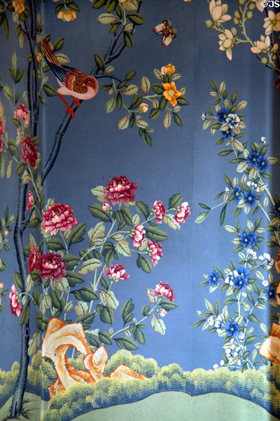 Reproduction of hand-painted Chinese wallpaper as would have been used in Octagonal drawing room of Morris-Jumel Mansion. New York, NY.