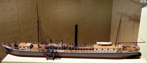 Model of Steamship Clermont (1806-7) invented by Robert Fulton & built in Manhattan at Museum of the City of New York. New York, NY.