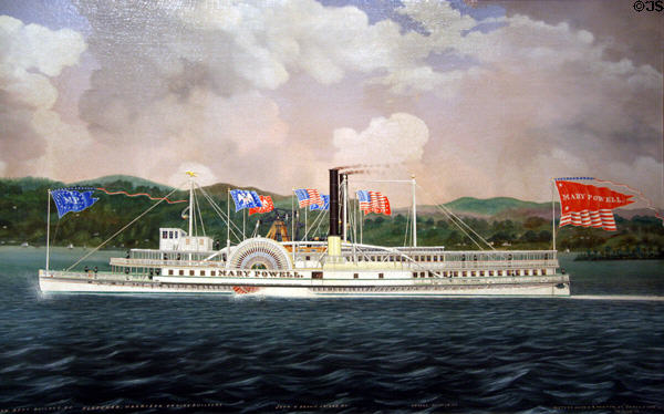 Painting of Hudson River Steamship Mary Powell (1861) by James Baird at Museum of the City of New York. New York, NY.