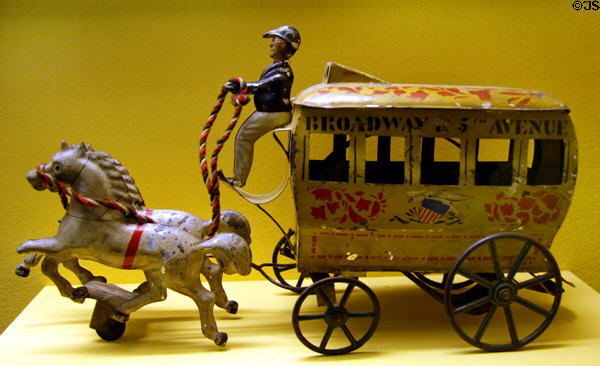 Omnibus pull toy (c1874) designed by George W. Brown at Museum of the City of New York. New York, NY.