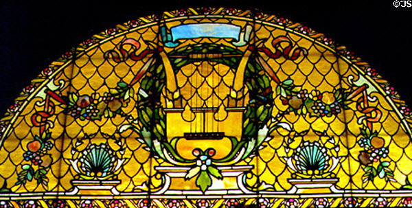Stained glass window in Cooper-Hewitt Museum. New York, NY.