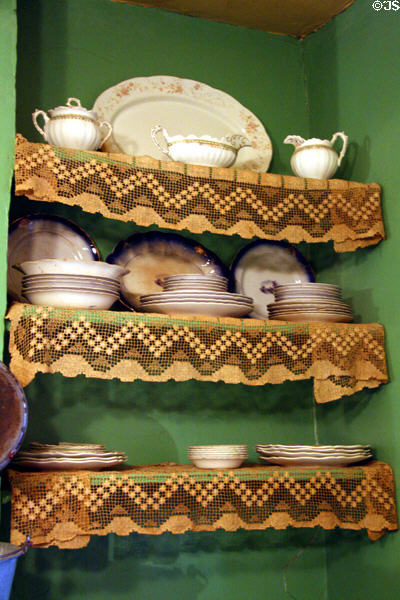 Kitchen crockery of Lithuanian family (Rogarshevsky Apartment 1901) at Tenement Museum. New York, NY.