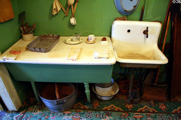 Kitchen sink of Lithuanian family (Rogarshevsky Apartment 1901) at Tenement Museum. New York, NY.