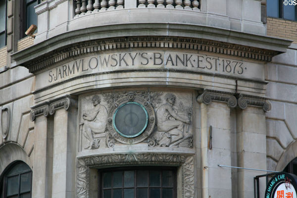 Relief artwork on S. Jarmulowsky's Bank. New York, NY.