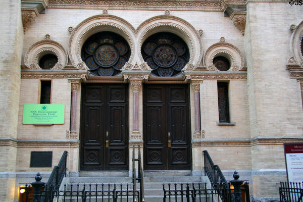 Moorish-style stained-glass windows of Eldridge Street Synagogue & Museum. New York, NY.