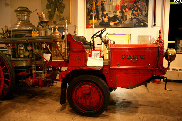 Metropolitan Steamer (1912) modified to be pulled by gasoline tractor at New York Fire Museum. New York, NY.