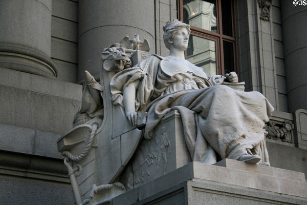 Sculpture of Europe from series of Four Continents (1907) by Daniel Chester French at U.S. Custom House. New York, NY.