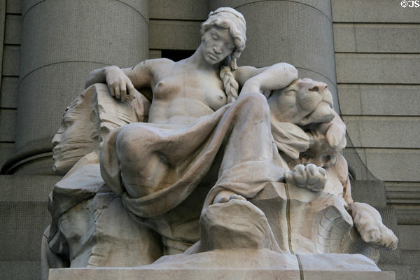 Sculpture of Africa from series of Four Continents (1907) by Daniel Chester French at U.S. Custom House. New York, NY.