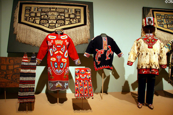 Tlingit array of dance & feast regalia (1890-1910) at National Museum of American Indian. New York, NY.