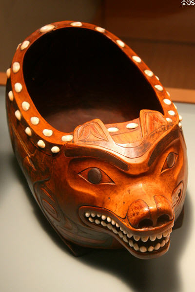 Northwest coast native brown bear bowl (1840-80) at National Museum of American Indian. New York, NY.