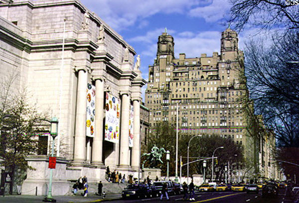 Central Park West entrance (1936) of American Museum of Natural History (1872). New York, NY. Architect: John Russell Pope.