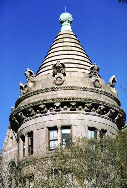 Tower ringed with carved eagles on American Museum of Natural History. New York, NY.