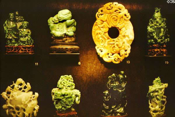 Jade objects d'art in mineral collection at Museum of Natural History. New York, NY.