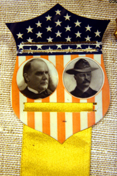 McKinley & Roosevelt Presidential campaign ribbon at Theodore Roosevelt Birthplace. New York, NY.