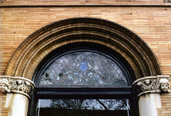 Stained glass window on (857 Carroll St.) in Brooklyn. New York, NY.
