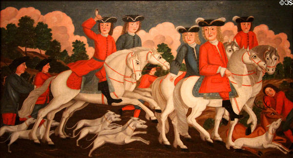 Hunting Party, New Jersey painting (c1750) by unknown at Metropolitan Museum of Art. New York, NY.