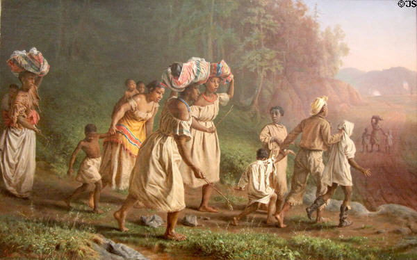 On to Liberty (escaping slaves) painting (1867) by Theodor Kaufmann at Metropolitan Museum of Art. New York, NY.