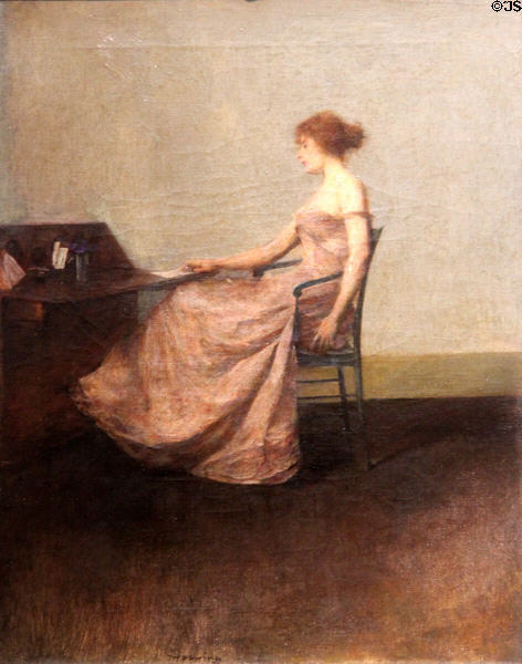 The Letter painting (1895-1900) by Thomas Wilmer Dewing at Metropolitan Museum of Art. New York, NY.